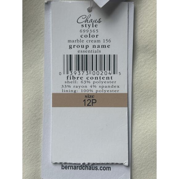 Chaus Dress Pants Cream Size 12 Petite High Rise Wide Leg Lined NWT - Picture 6 of 8